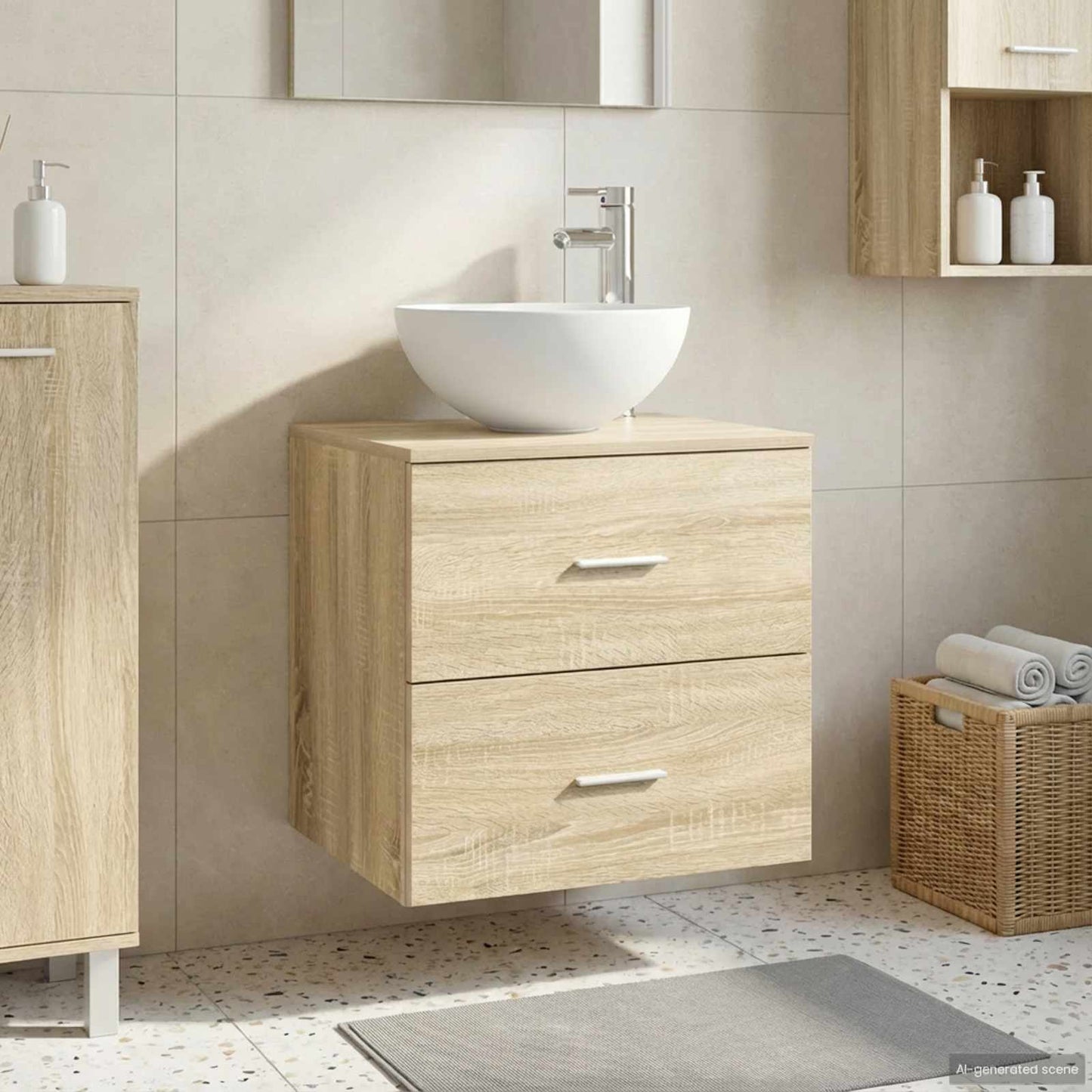 Mobile Lavabo da Parete Rovere Sonoma 49,5 x 41 x 64,5 cm