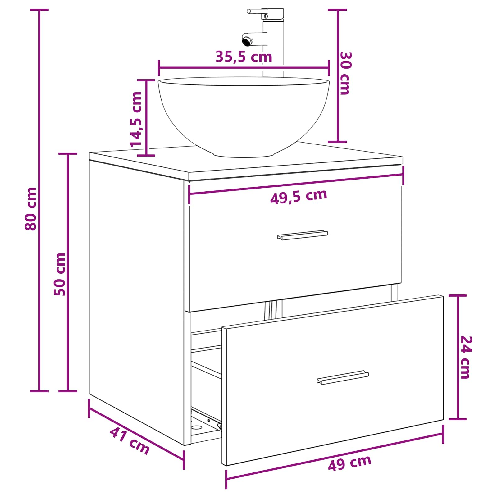 Mobile Lavabo da Parete Legno antico 49,5 x 41 x 64,5 cm | homemem39