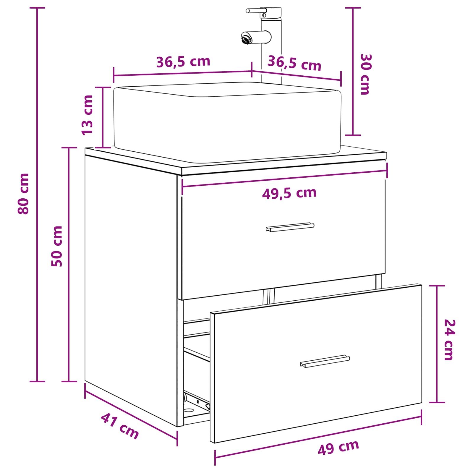 Mobile Lavabo da Parete Legno antico 49,5 x 41 x 63 cm | homemem39