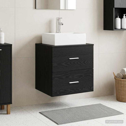 Mobile Lavabo da Parete Rovere Nero 49,5 x 41 x 62,5 cm | homemem39