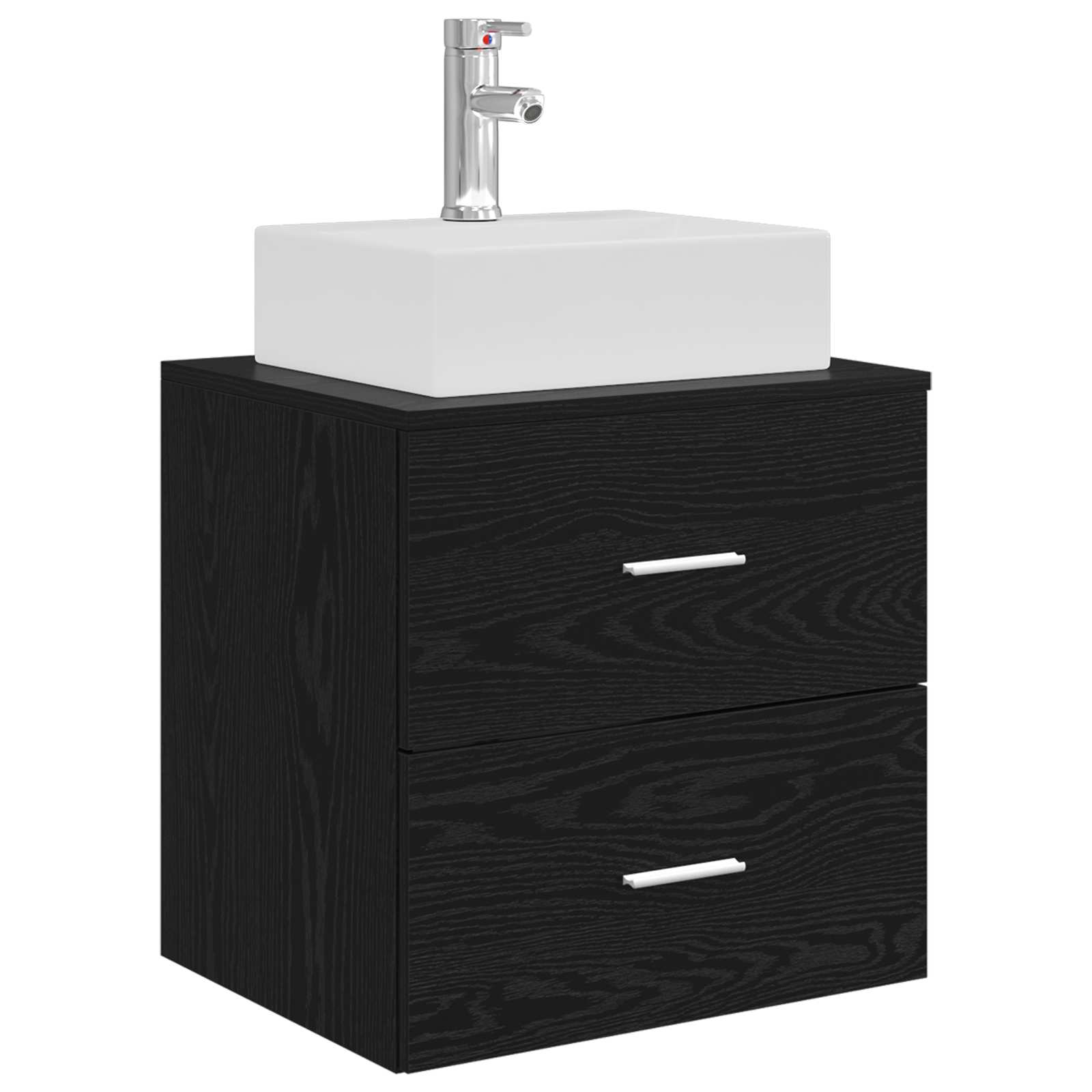 Mobile Lavabo da Parete Rovere Nero 49,5 x 41 x 62,5 cm | homemem39