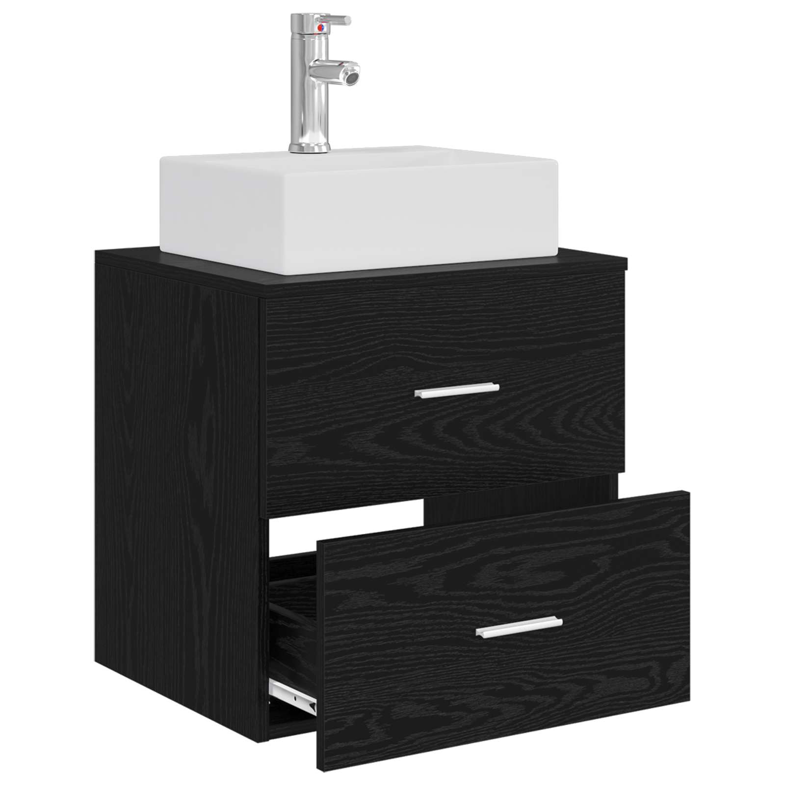 Mobile Lavabo da Parete Rovere Nero 49,5 x 41 x 62,5 cm | homemem39