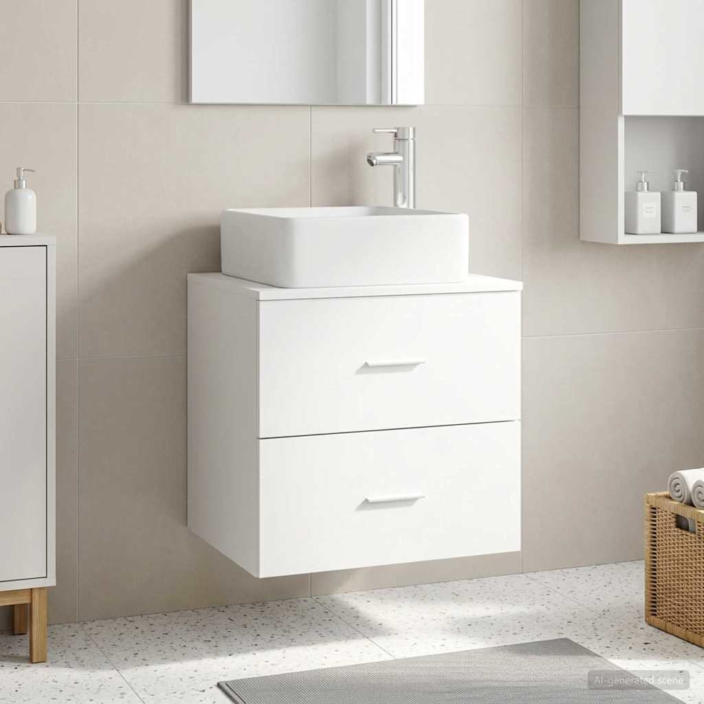 Mobile Lavabo da Parete Bianco 53 x 34,5 x 63 cm