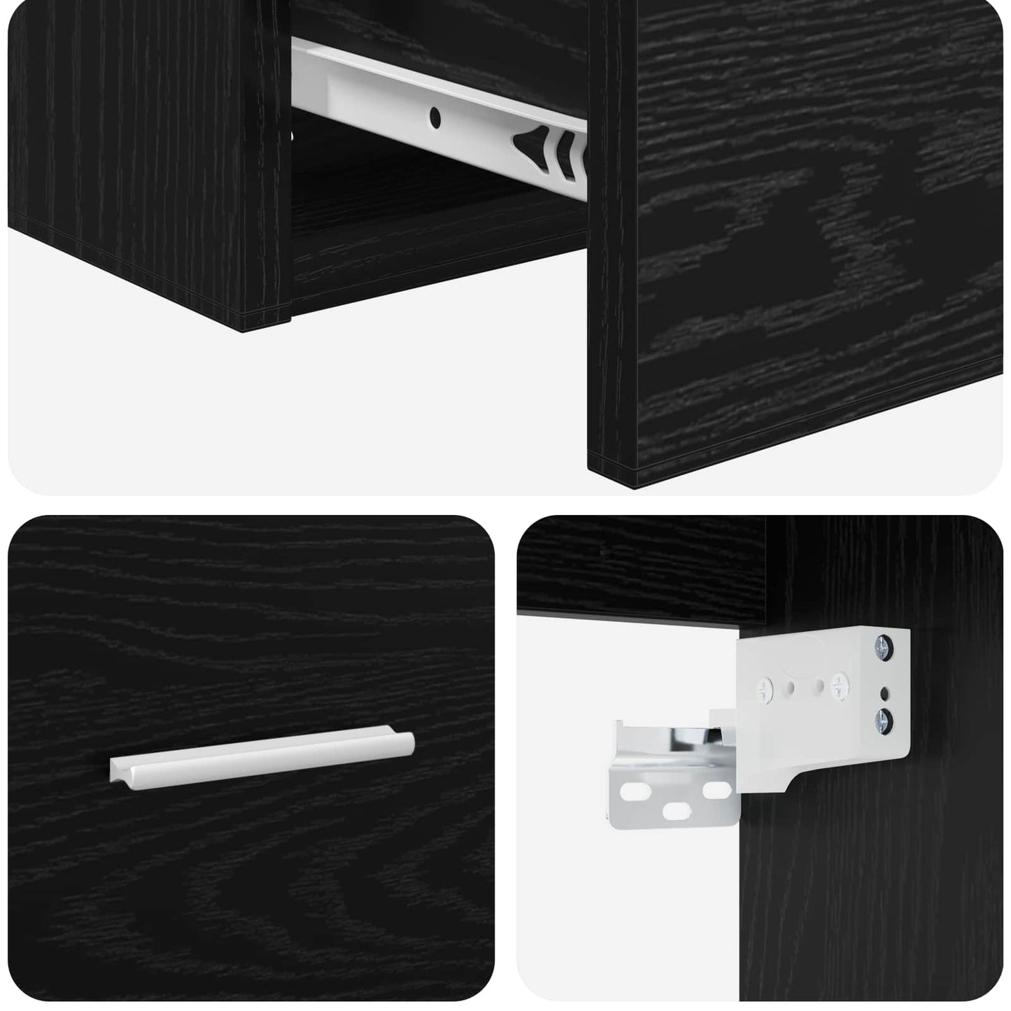 Mobile Lavabo da Parete Rovere Nero 53 x 34,5 x 63 cm | homemem39