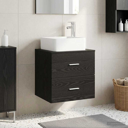 Mobile Lavabo da Parete Rovere Nero 53 x 34,5 x 63 cm | homemem39