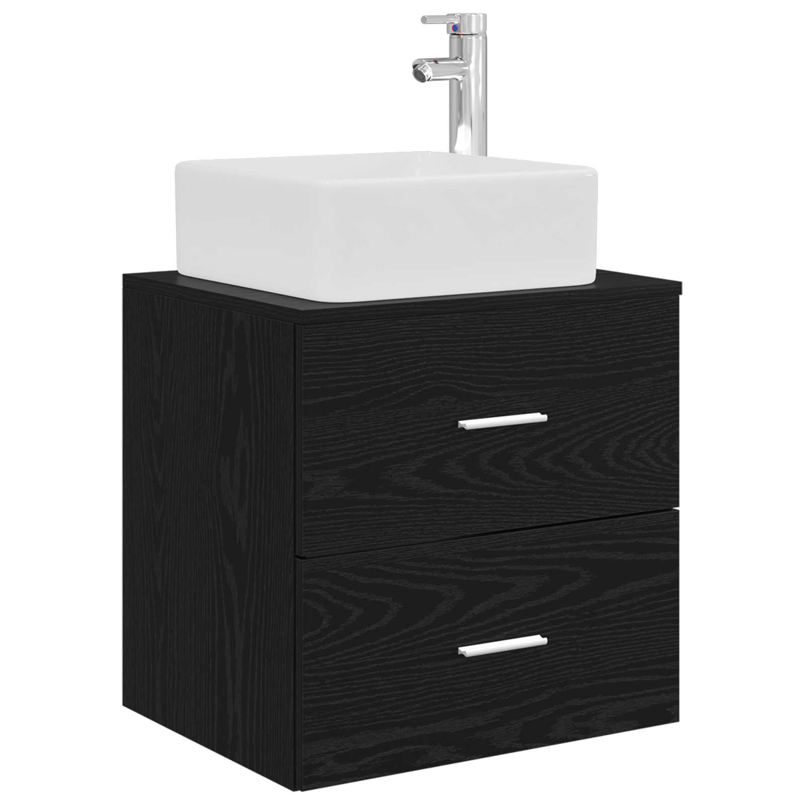 Mobile Lavabo da Parete Rovere Nero 53 x 34,5 x 63 cm | homemem39