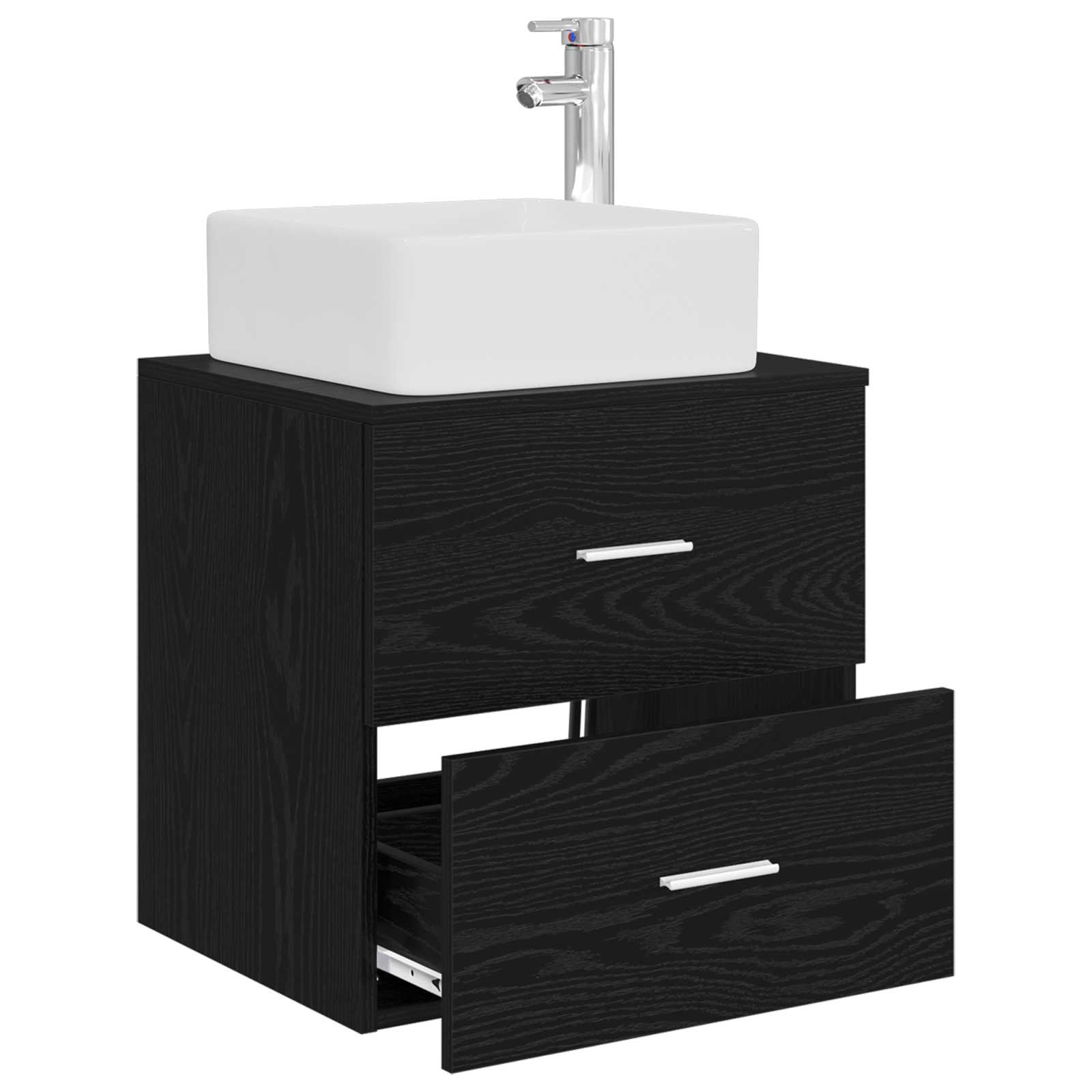 Mobile Lavabo da Parete Rovere Nero 53 x 34,5 x 63 cm | homemem39