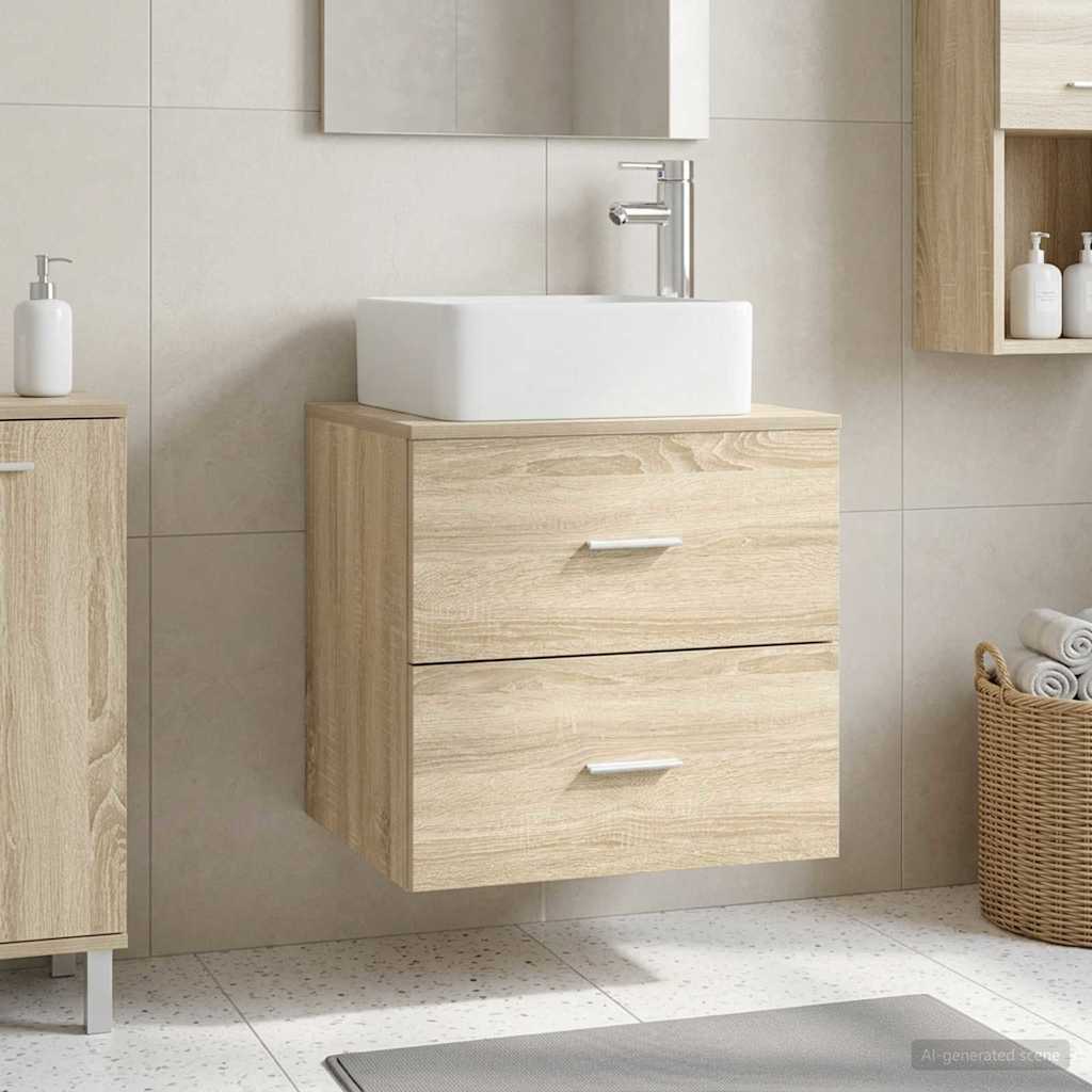 Mobile Lavabo da Parete Rovere Sonoma 53 x 34,5 x 63 cm