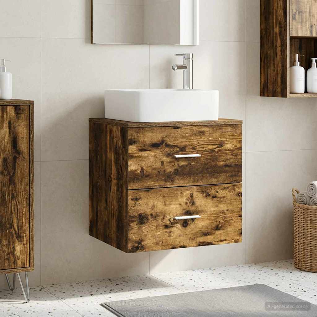 Mobile Lavabo da Parete Rovere Fumo 53 x 34,5 x 63 cm | homemem39