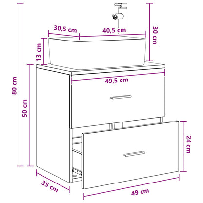 Mobile Lavabo da Parete Rovere Fumo 53 x 34,5 x 63 cm | homemem39