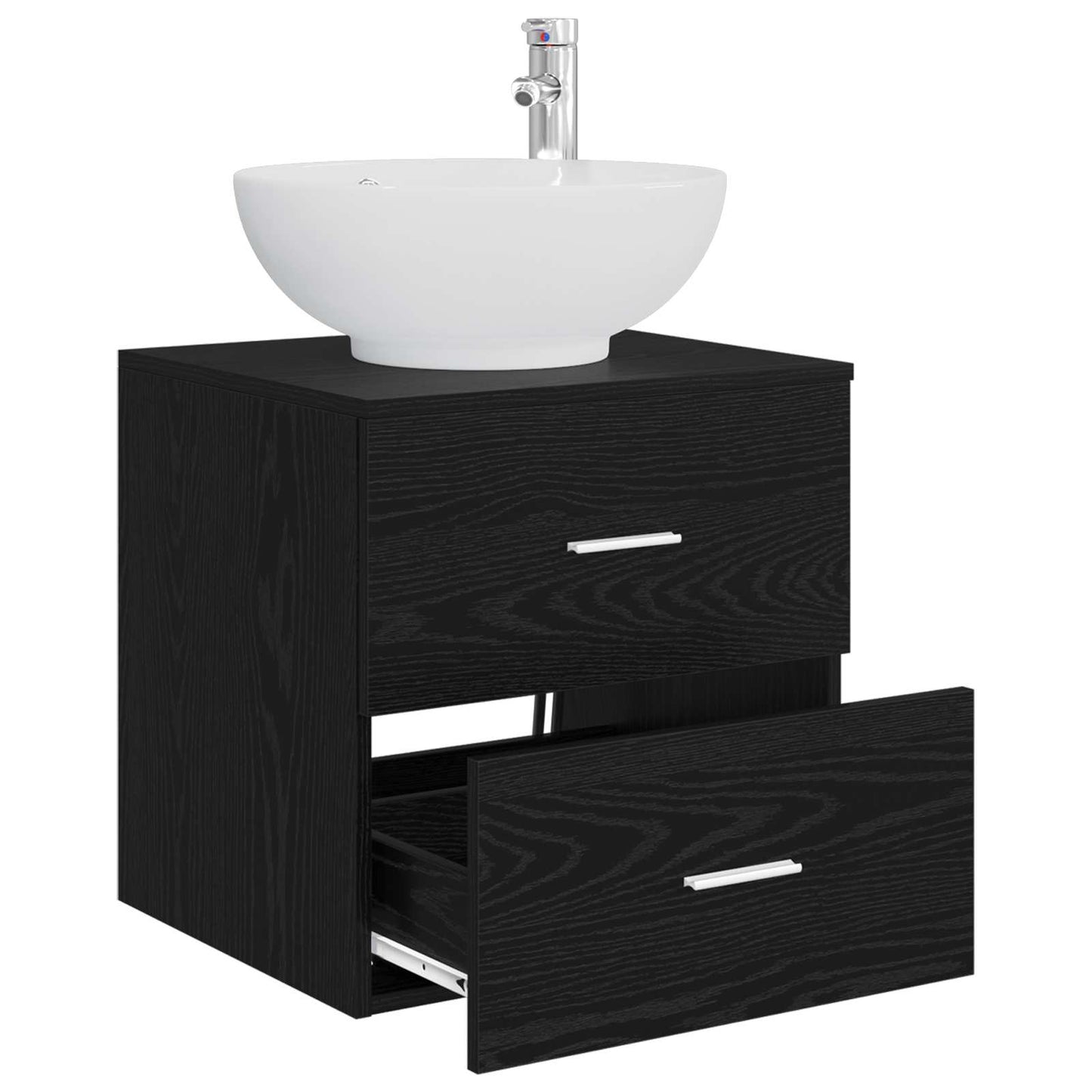 Mobile Lavabo da Parete Rovere Nero 49,5 x 44,5 x 66,5 cm | homemem39
