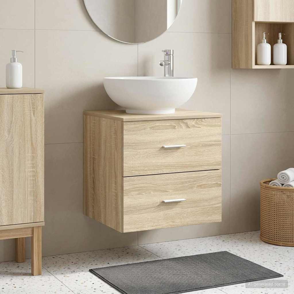 Mobile Lavabo da Parete Rovere Sonoma 49,5 x 44,5 x 66,5 cm | homemem39