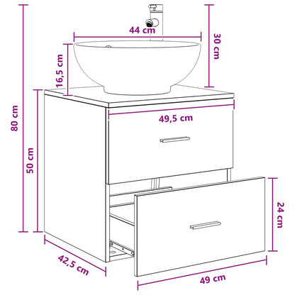 Mobile Lavabo da Parete Rovere Sonoma 49,5 x 44,5 x 66,5 cm | homemem39