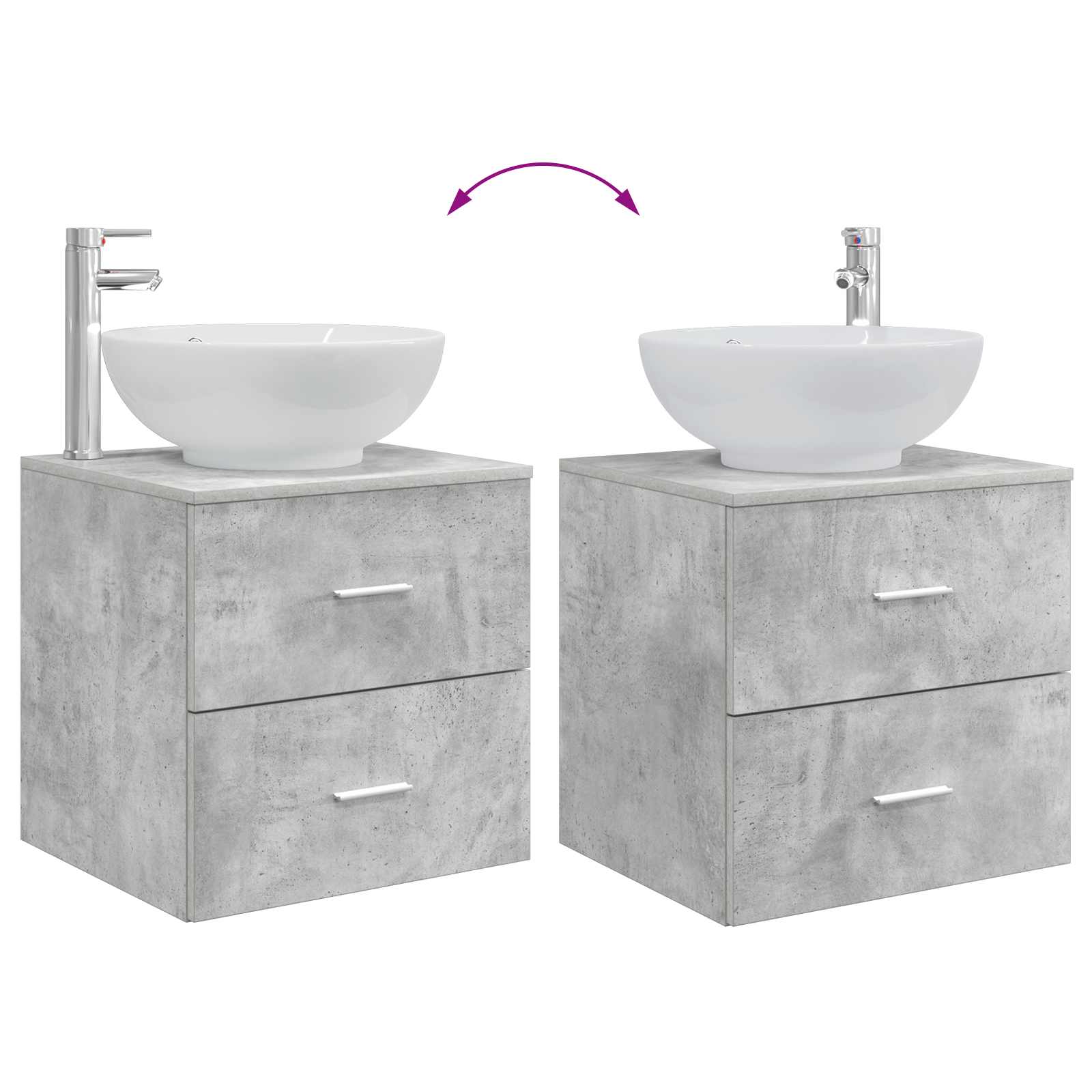Mobile Lavabo da Parete Grigio Cemento 49,5 x 44,5 x 66,5 cm | homemem39