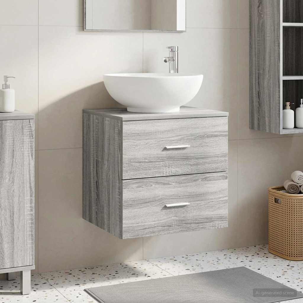 Mobile Lavabo da Parete Sonoma grigio 49,5 x 44,5 x 66,5 cm | homemem39