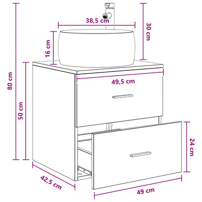 Mobile Lavabo da Parete Rovere Sonoma 49,5 x 44,5 x 66 cm | homemem39