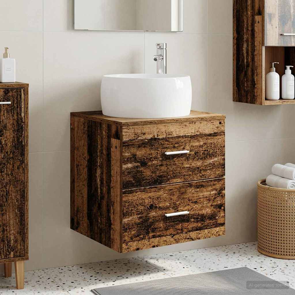 Mobile Lavabo da Parete Legno antico 49,5 x 44,5 x 66 cm | homemem39