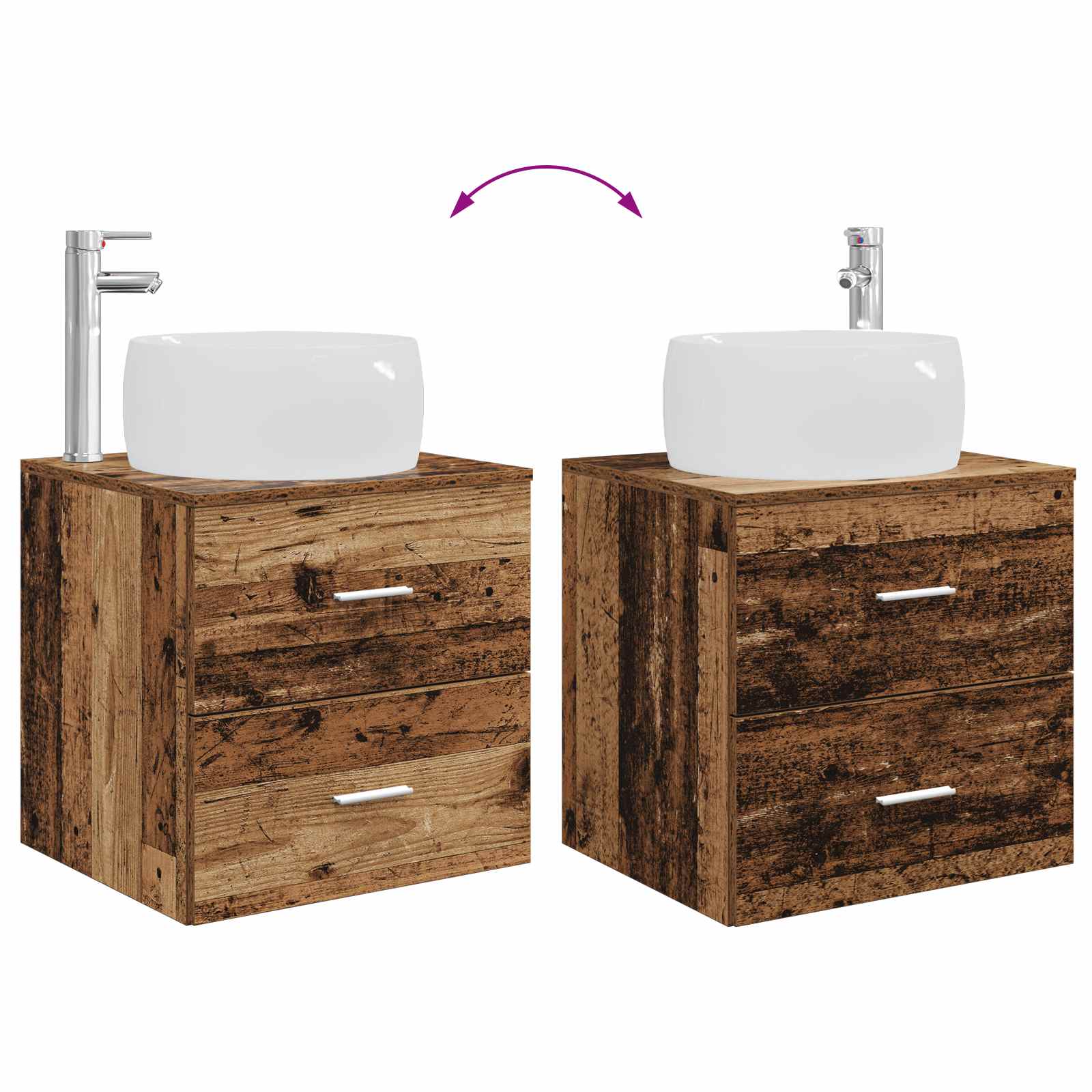 Mobile Lavabo da Parete Legno antico 49,5 x 44,5 x 66 cm | homemem39