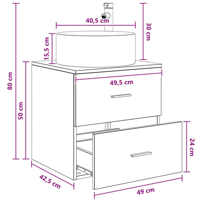Mobile Lavabo da Parete Rovere Sonoma 49,5 x 44,5 x 65,5 cm | homemem39