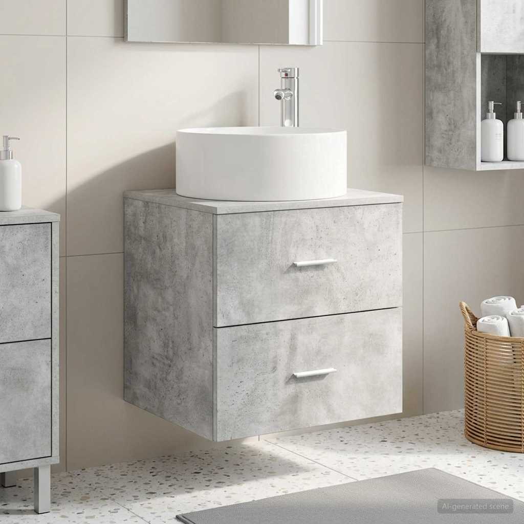 Mobile Lavabo da Parete Grigio Cemento 49,5 x 44,5 x 65,5 cm