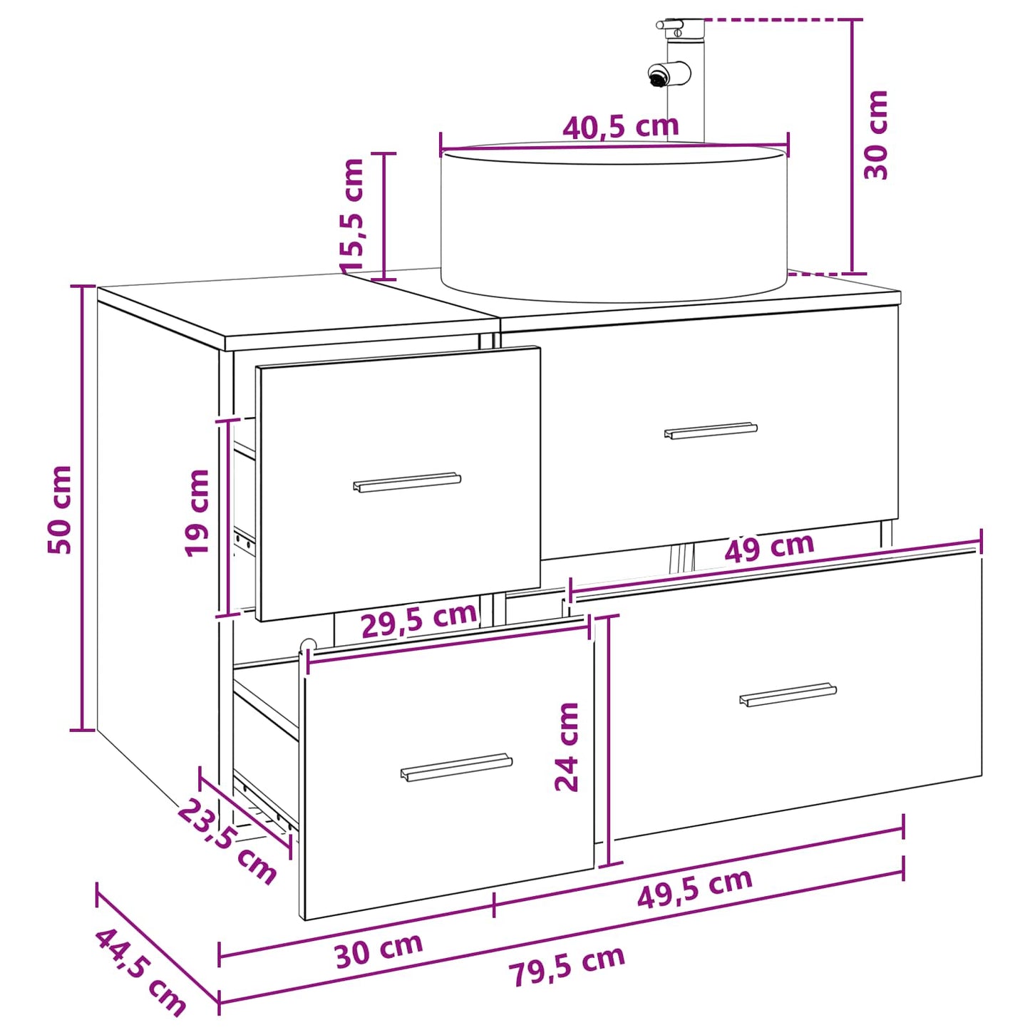 Mobile Lavabo da Parete Rovere Artigianale | homemem39