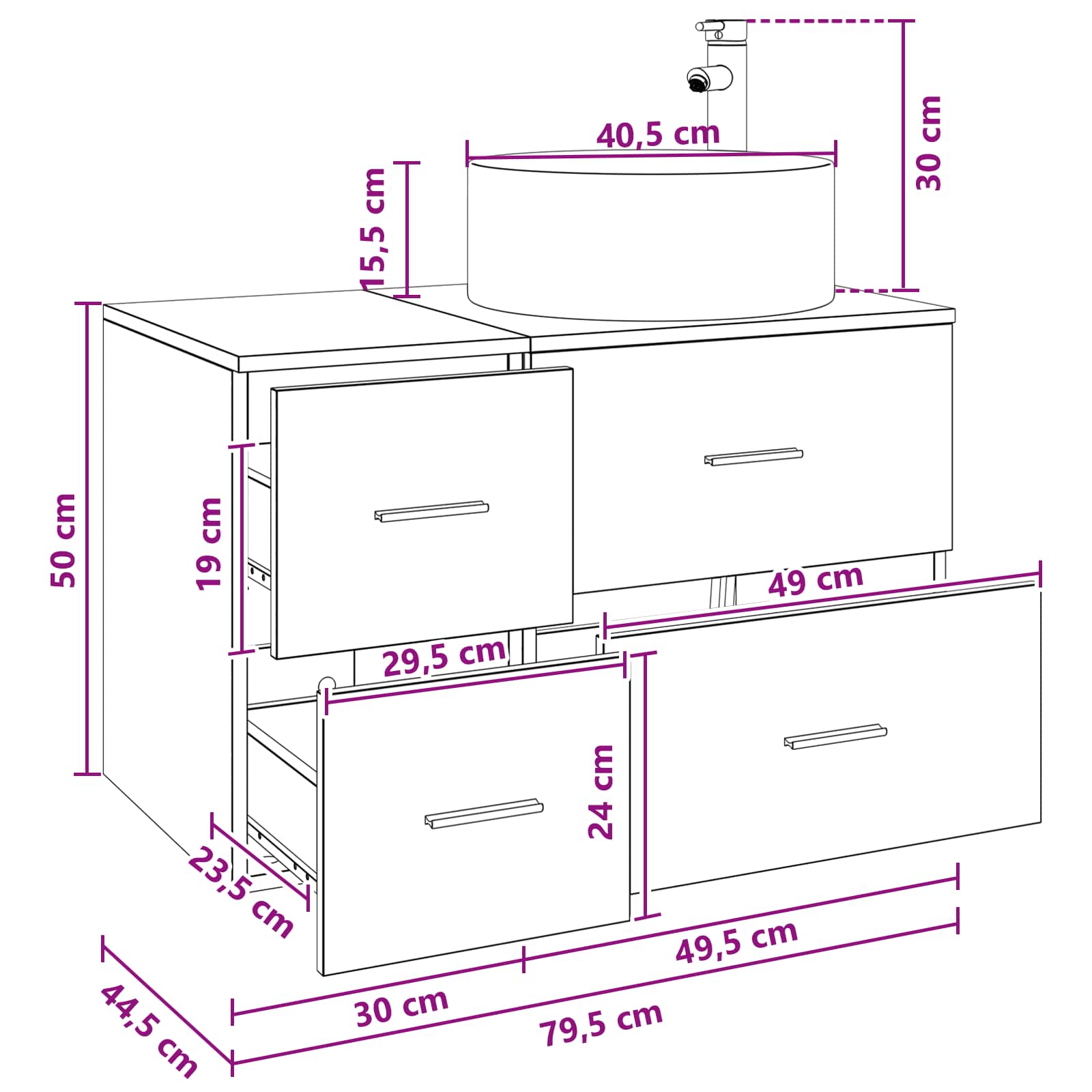 Mobile Lavabo da Parete Rovere Artigianale | homemem39