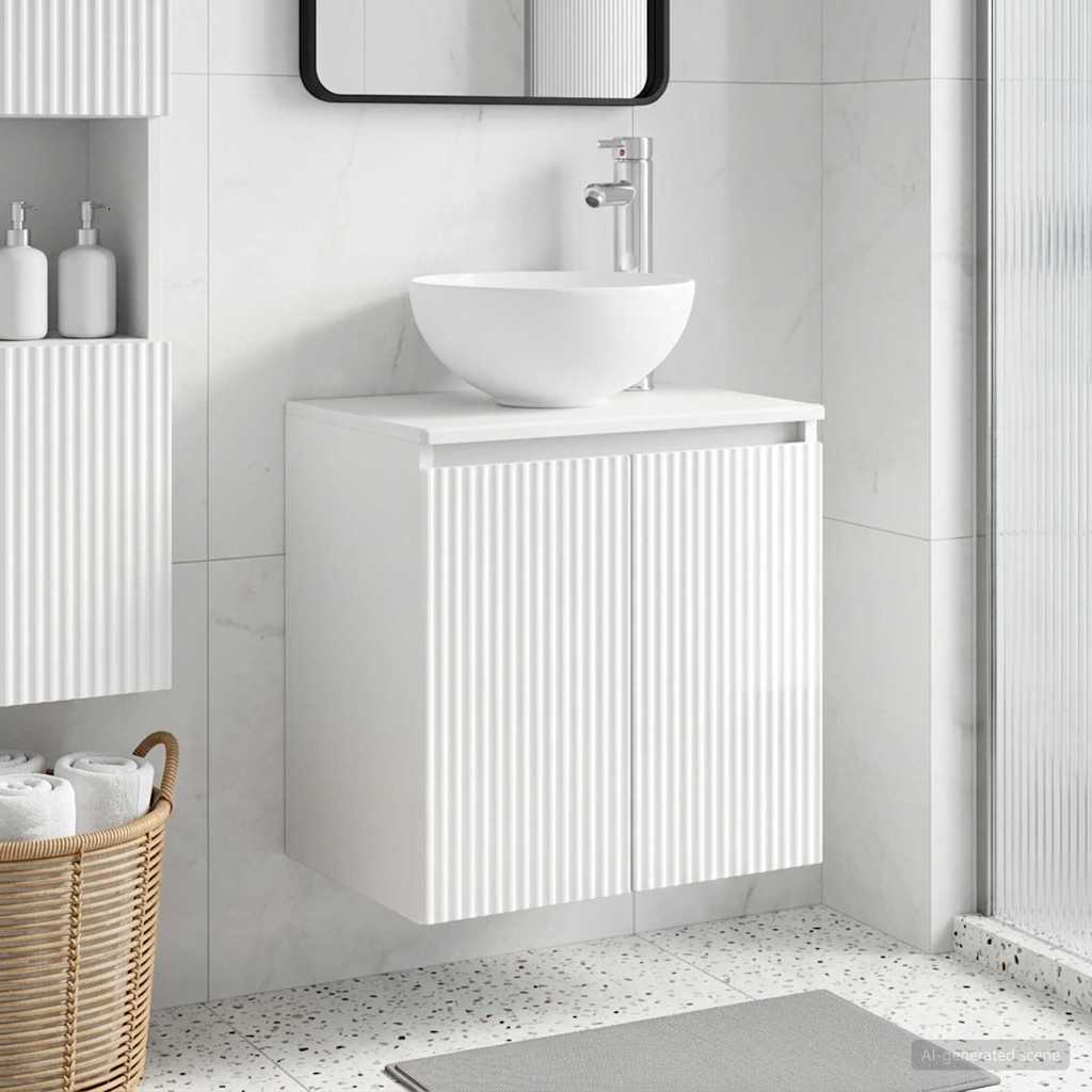 Mobile Lavabo da Parete Bianco Lucido 49,5 x 35 x 63 cm | homemem39