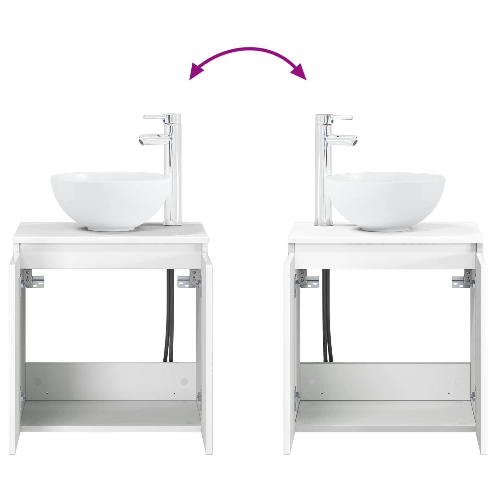 Mobile Lavabo da Parete Bianco Lucido 49,5 x 35 x 63 cm | homemem39