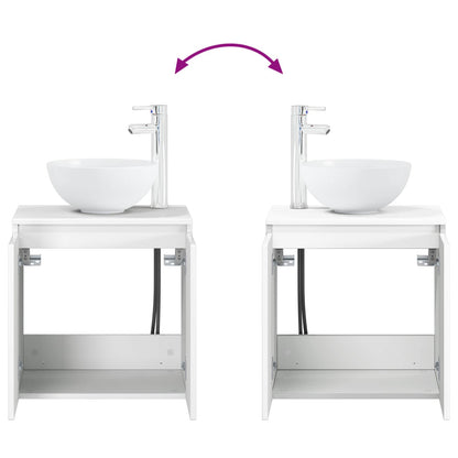 Mobile Lavabo da Parete Bianco Lucido 49,5 x 35 x 63 cm | homemem39