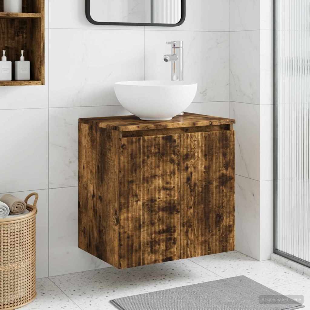 Mobile Lavabo da Parete Rovere Fumo 49,5 x 35 x 63 cm | homemem39