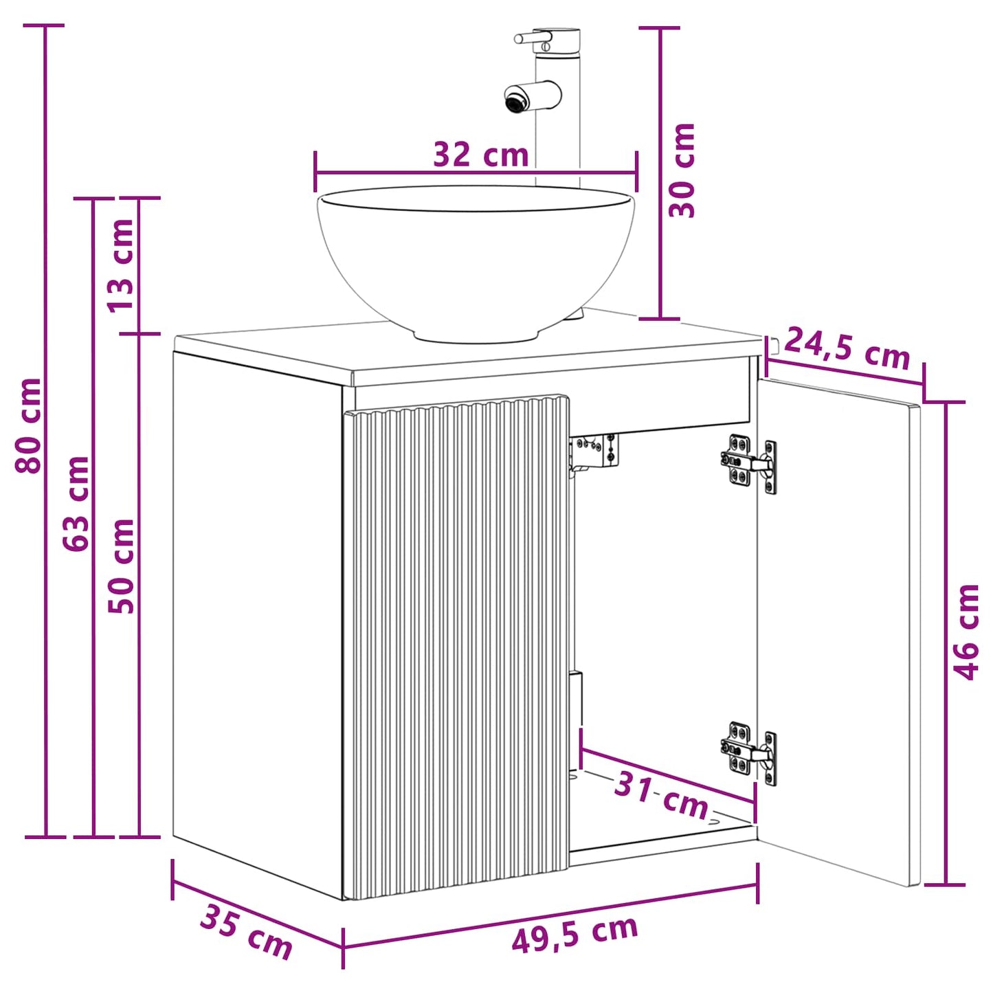 Mobile Lavabo da Parete Sonoma grigio 49,5 x 35 x 63 cm | homemem39
