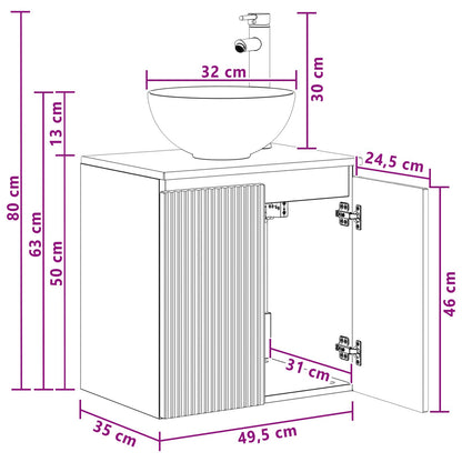 Mobile Lavabo da Parete Sonoma grigio 49,5 x 35 x 63 cm | homemem39