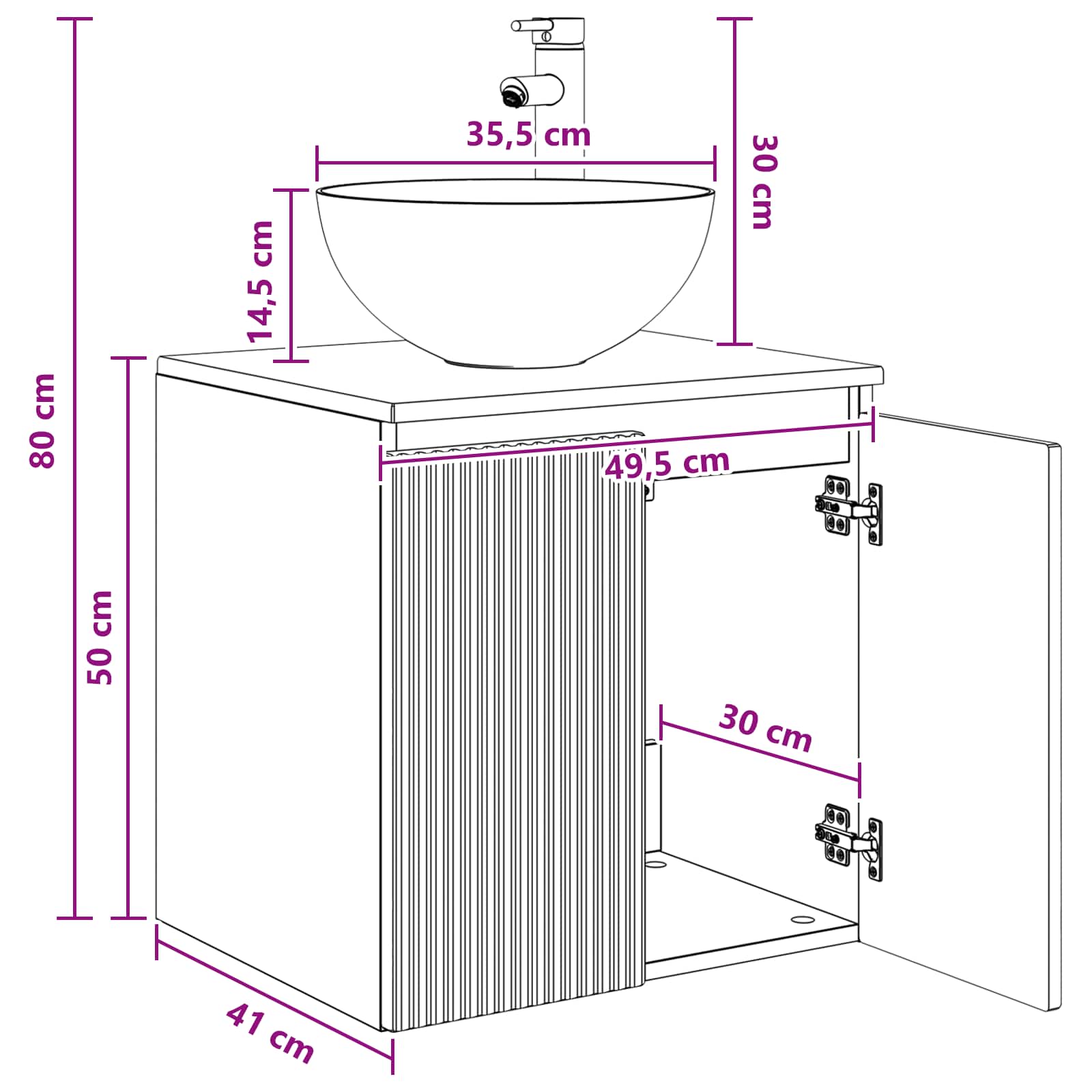 Mobile Lavabo da Parete Bianco 49,5 x 41 x 64,5 cm | homemem39