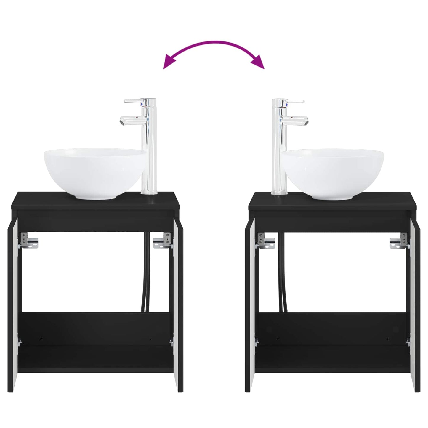 Mobile Lavabo da Parete Nero 49,5 x 41 x 64,5 cm | homemem39