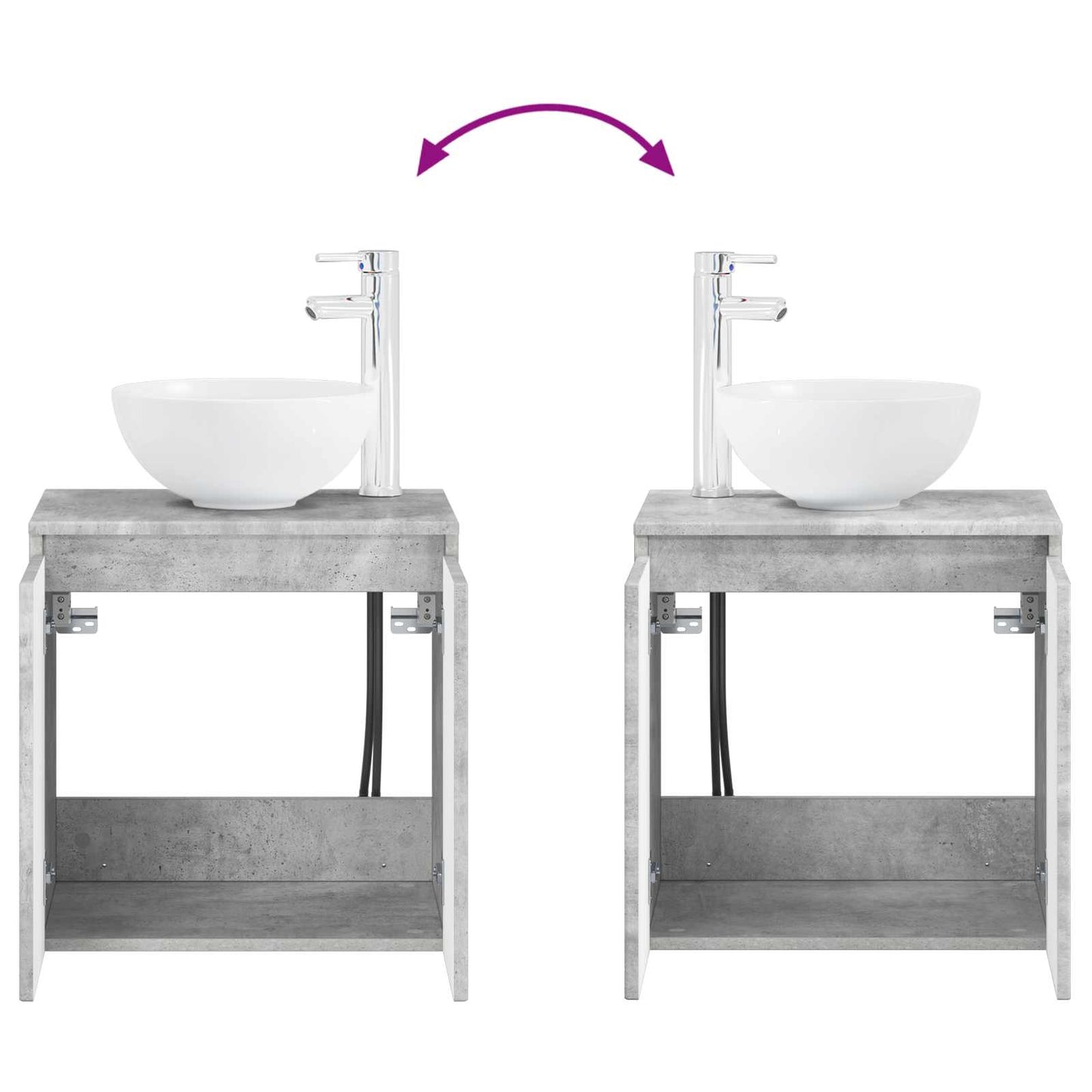 Mobile Lavabo da Parete Grigio Cemento 49,5 x 41 x 64,5 cm | homemem39