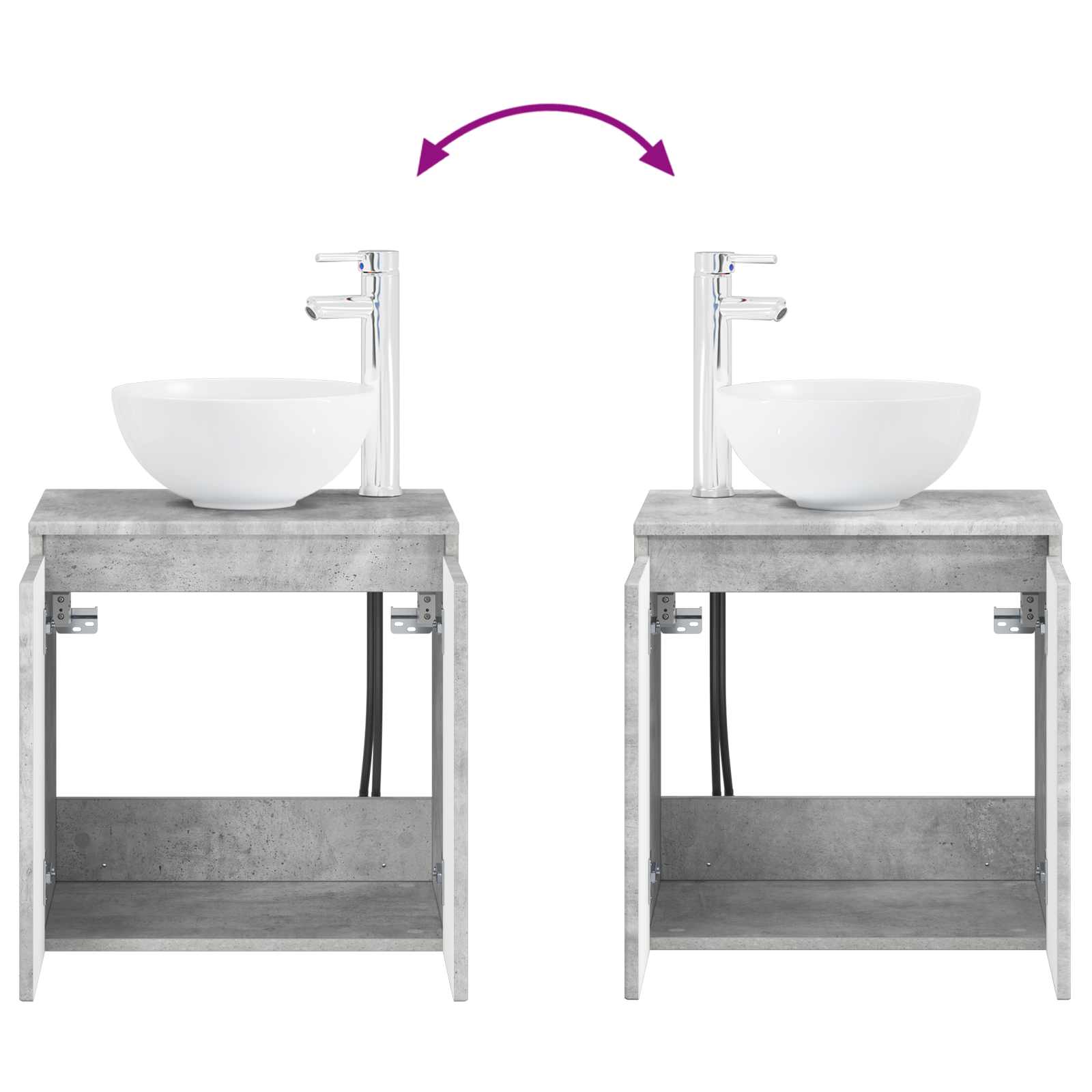 Mobile Lavabo da Parete Grigio Cemento 49,5 x 41 x 64,5 cm | homemem39