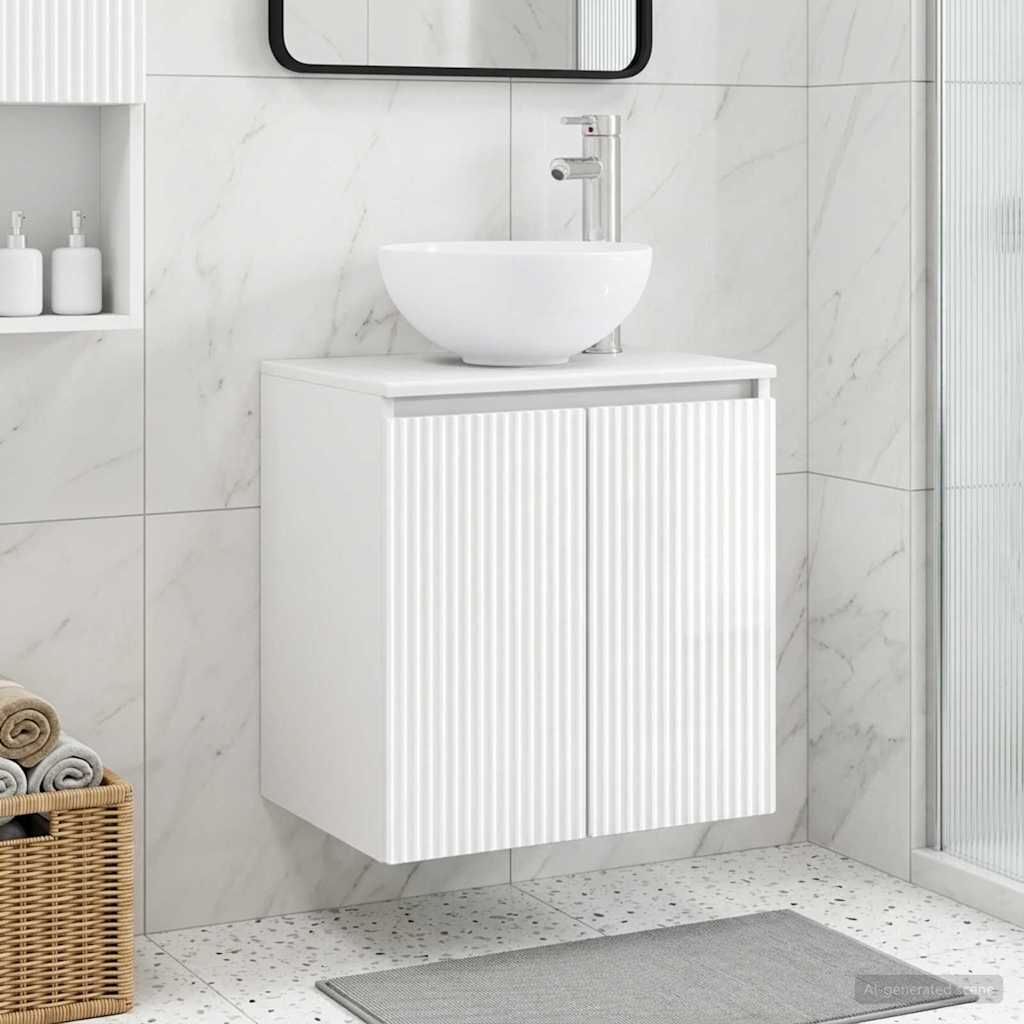 Mobile Lavabo da Parete Bianco Lucido 49,5 x 41 x 64,5 cm | homemem39