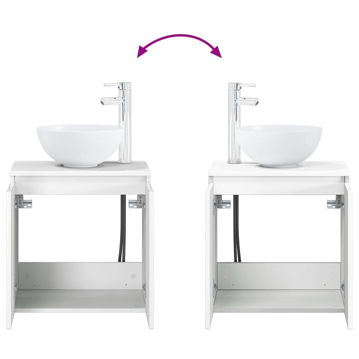 Mobile Lavabo da Parete Bianco Lucido 49,5 x 41 x 64,5 cm | homemem39