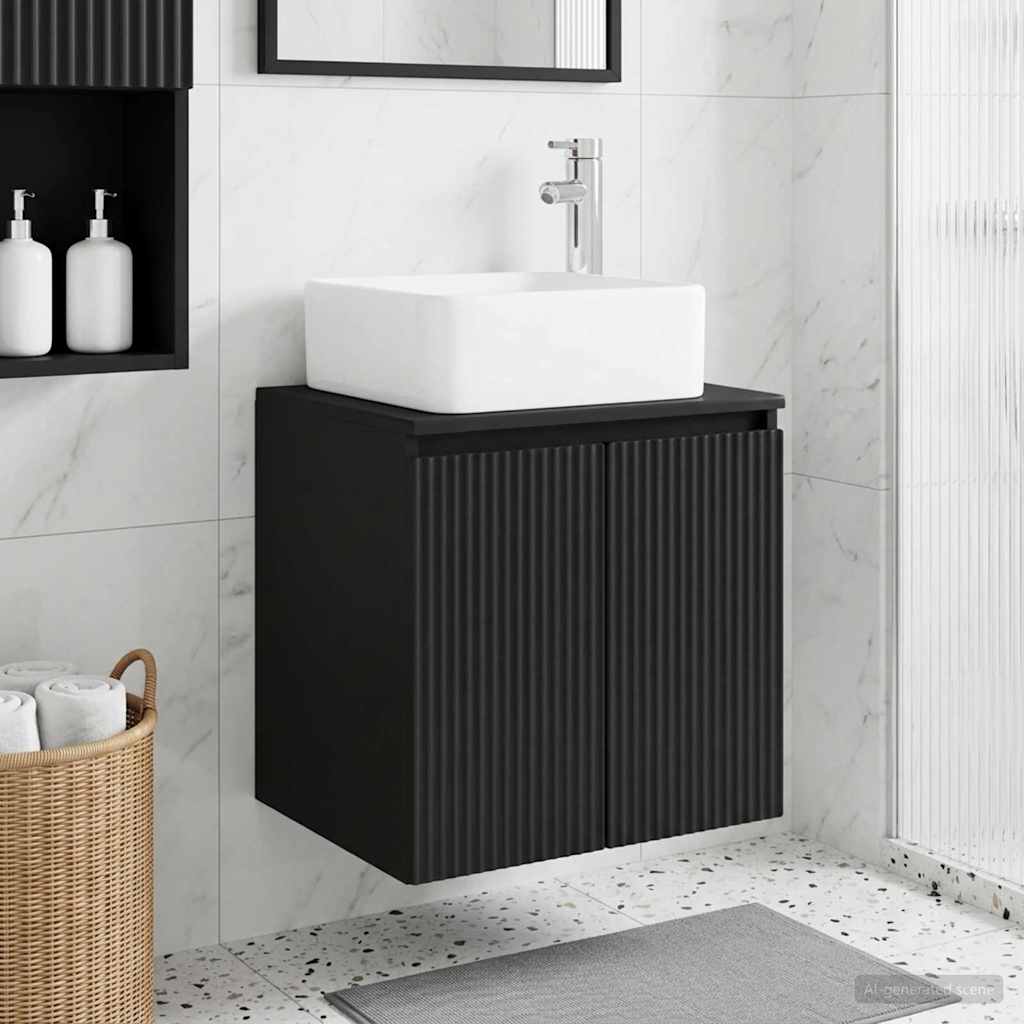 Mobile Lavabo da Parete Nero 49,5 x 41 x 63 cm | homemem39