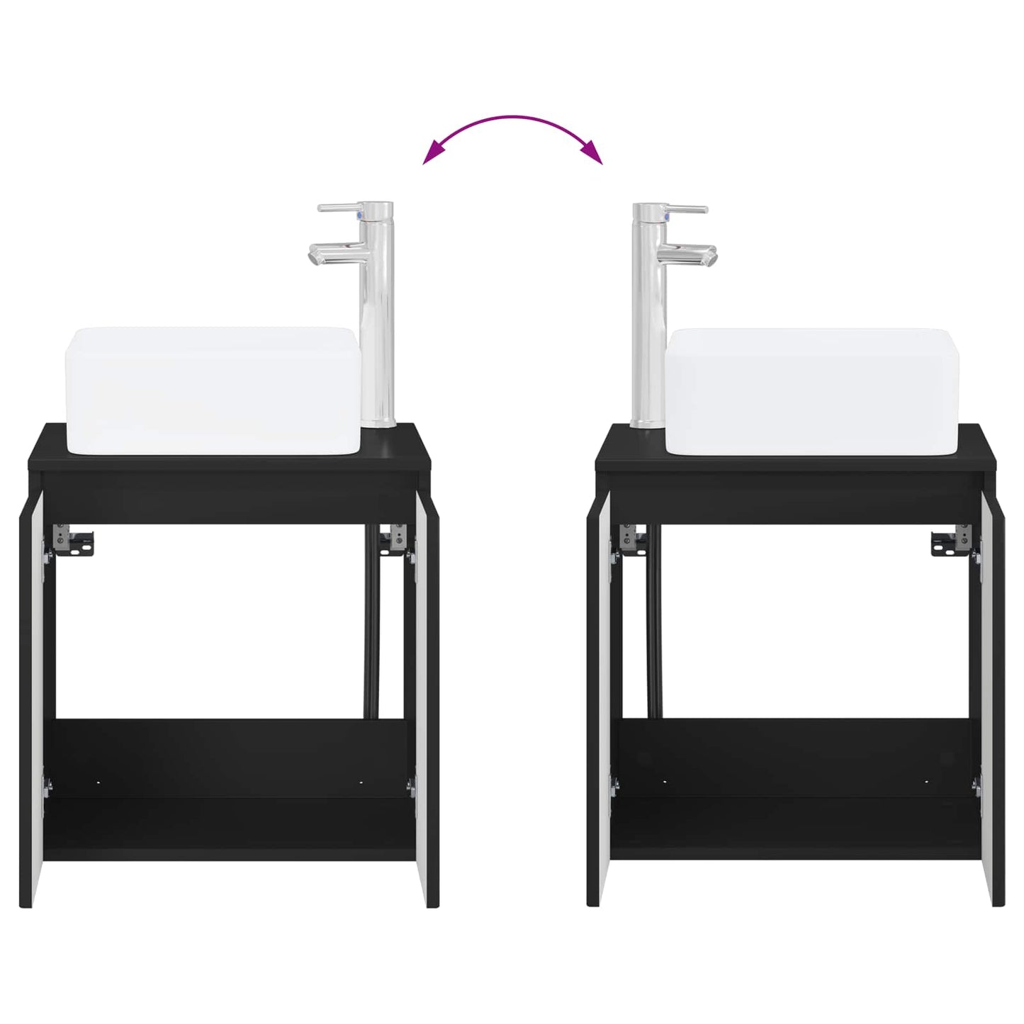 Mobile Lavabo da Parete Nero 49,5 x 41 x 63 cm | homemem39