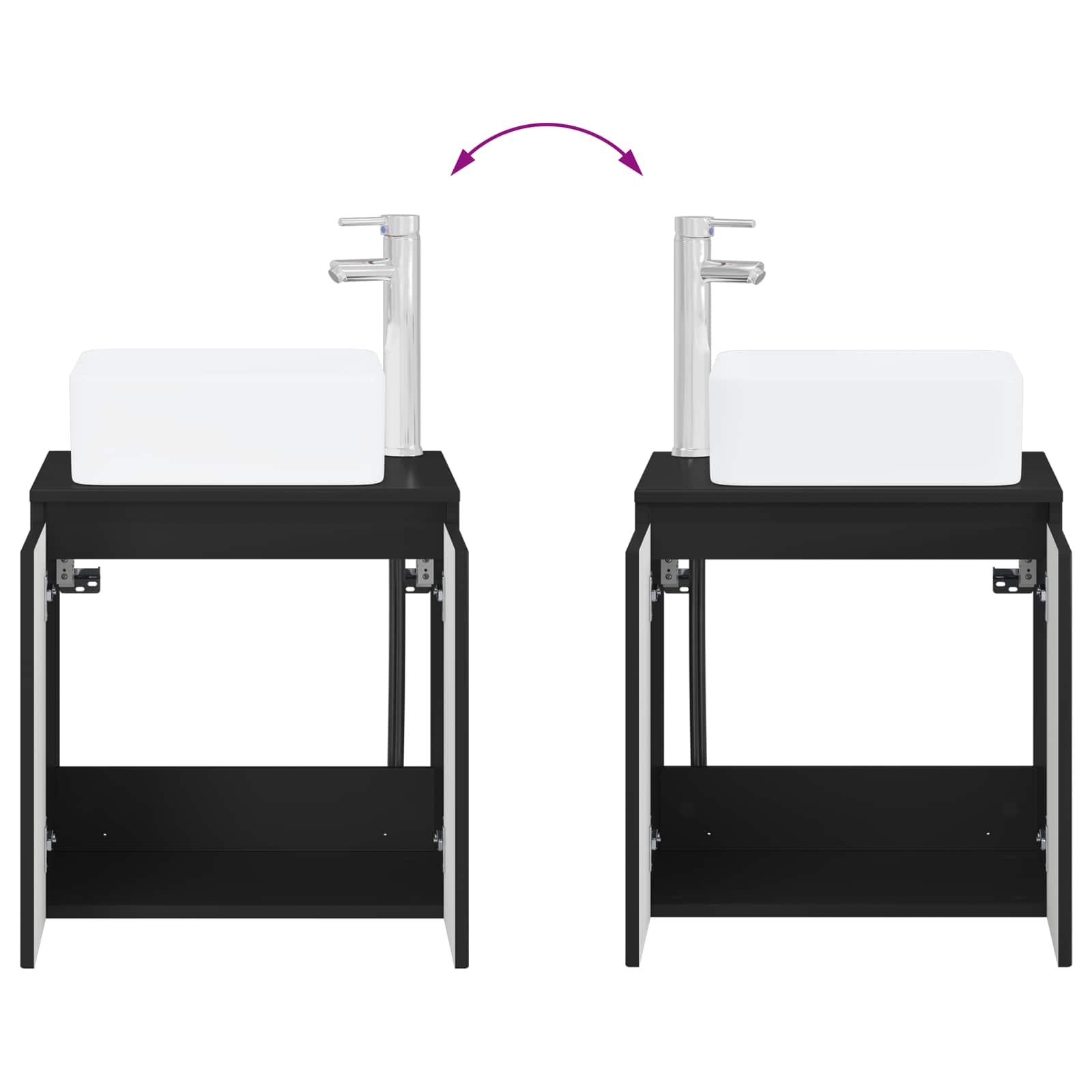 Mobile Lavabo da Parete Nero 49,5 x 41 x 63 cm | homemem39