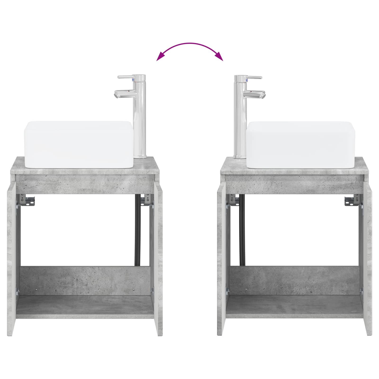 Mobile Lavabo da Parete Grigio Cemento 49,5 x 41 x 63 cm | homemem39