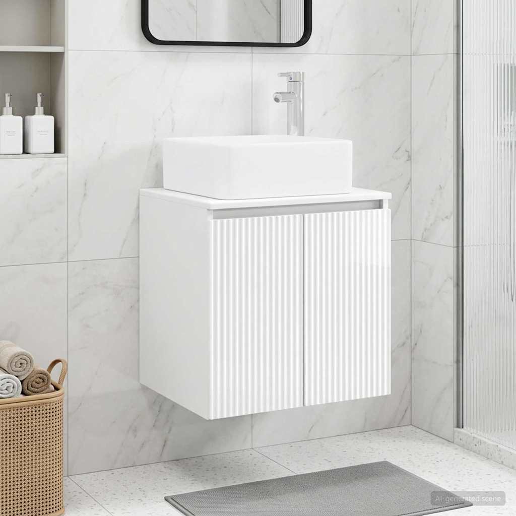 Mobile Lavabo da Parete Bianco Lucido 49,5 x 41 x 63 cm