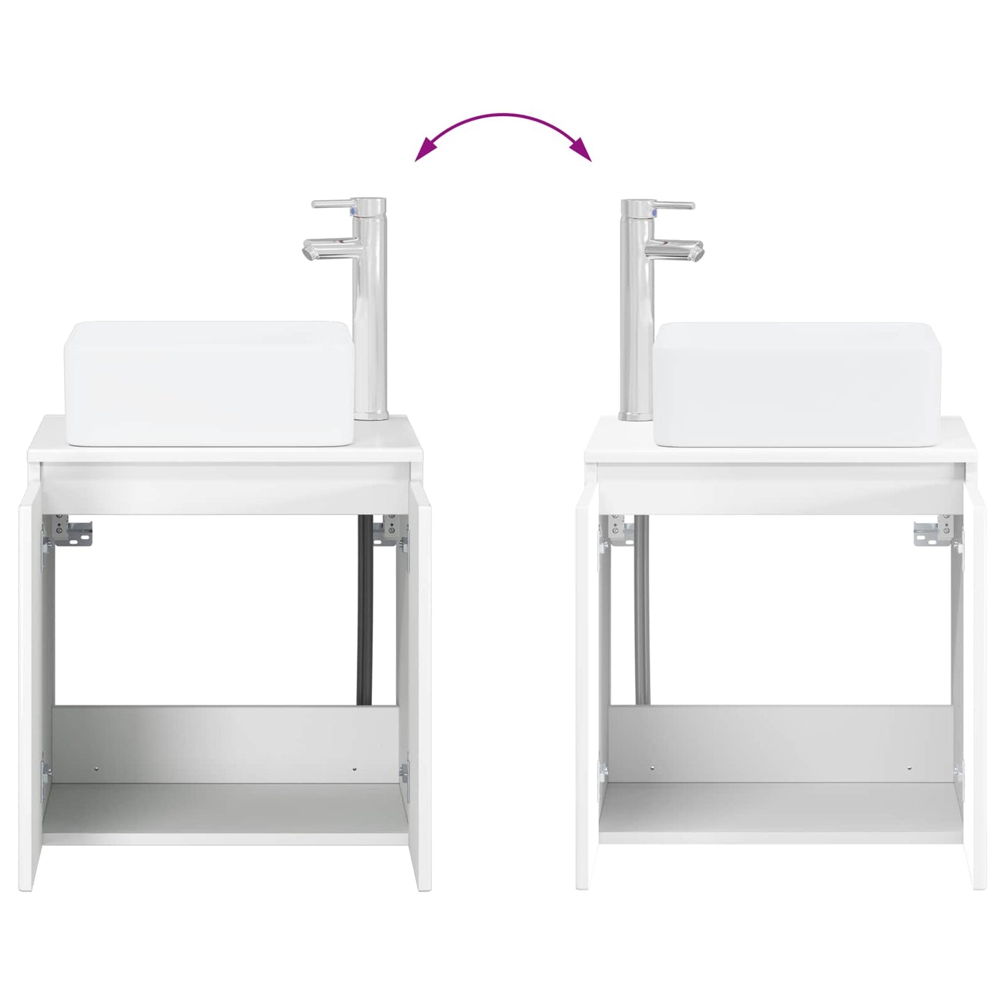 Mobile Lavabo da Parete Bianco Lucido 49,5 x 41 x 63 cm | homemem39