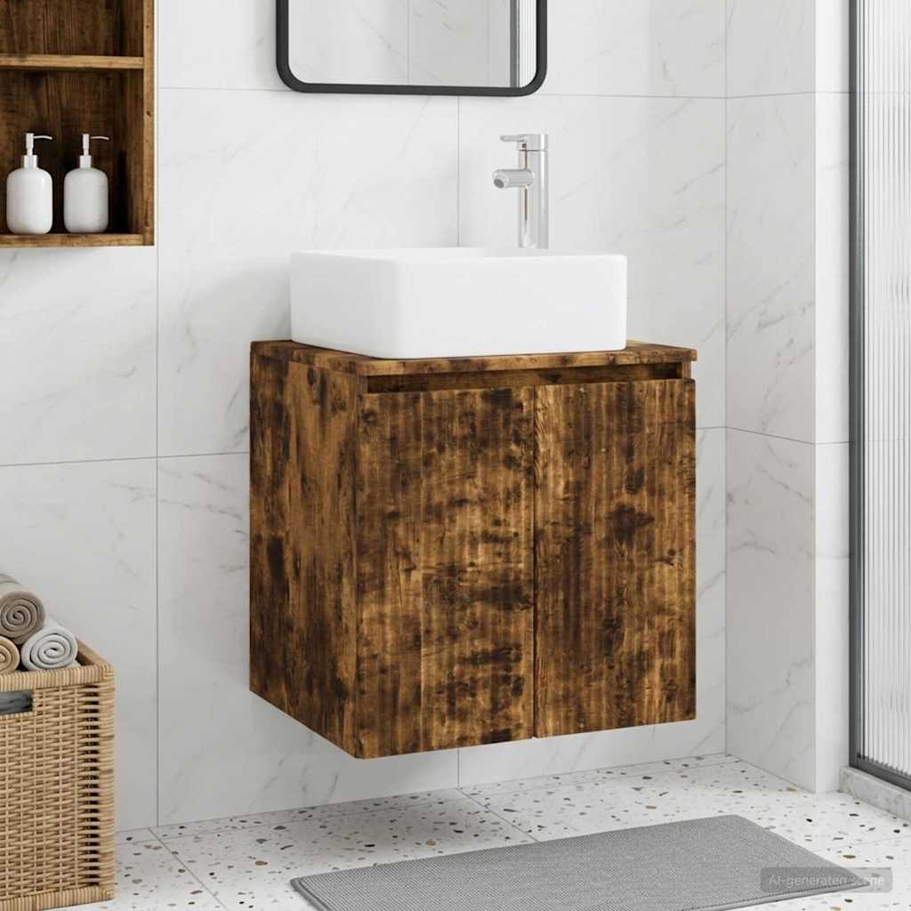 Mobile Lavabo da Parete Rovere Fumo 49,5 x 41 x 63 cm