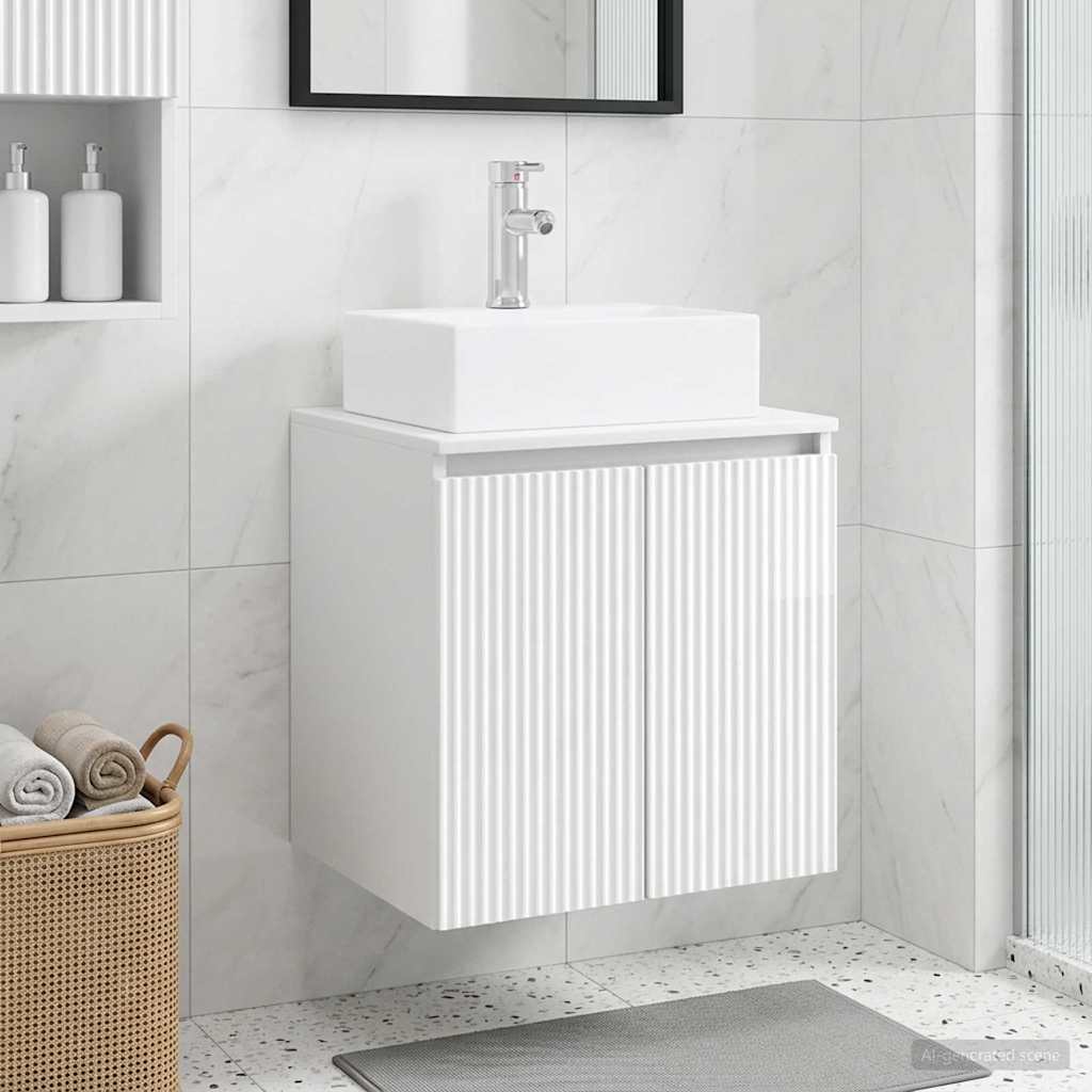 Mobile Lavabo da Parete Bianco Lucido 49,5 x 41 x 62,5 cm | homemem39