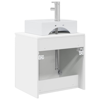 Mobile Lavabo da Parete Bianco Lucido 49,5 x 41 x 62,5 cm | homemem39