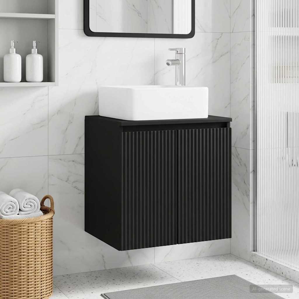 Mobile Lavabo da Parete Nero 53 x 35 x 63 cm | homemem39