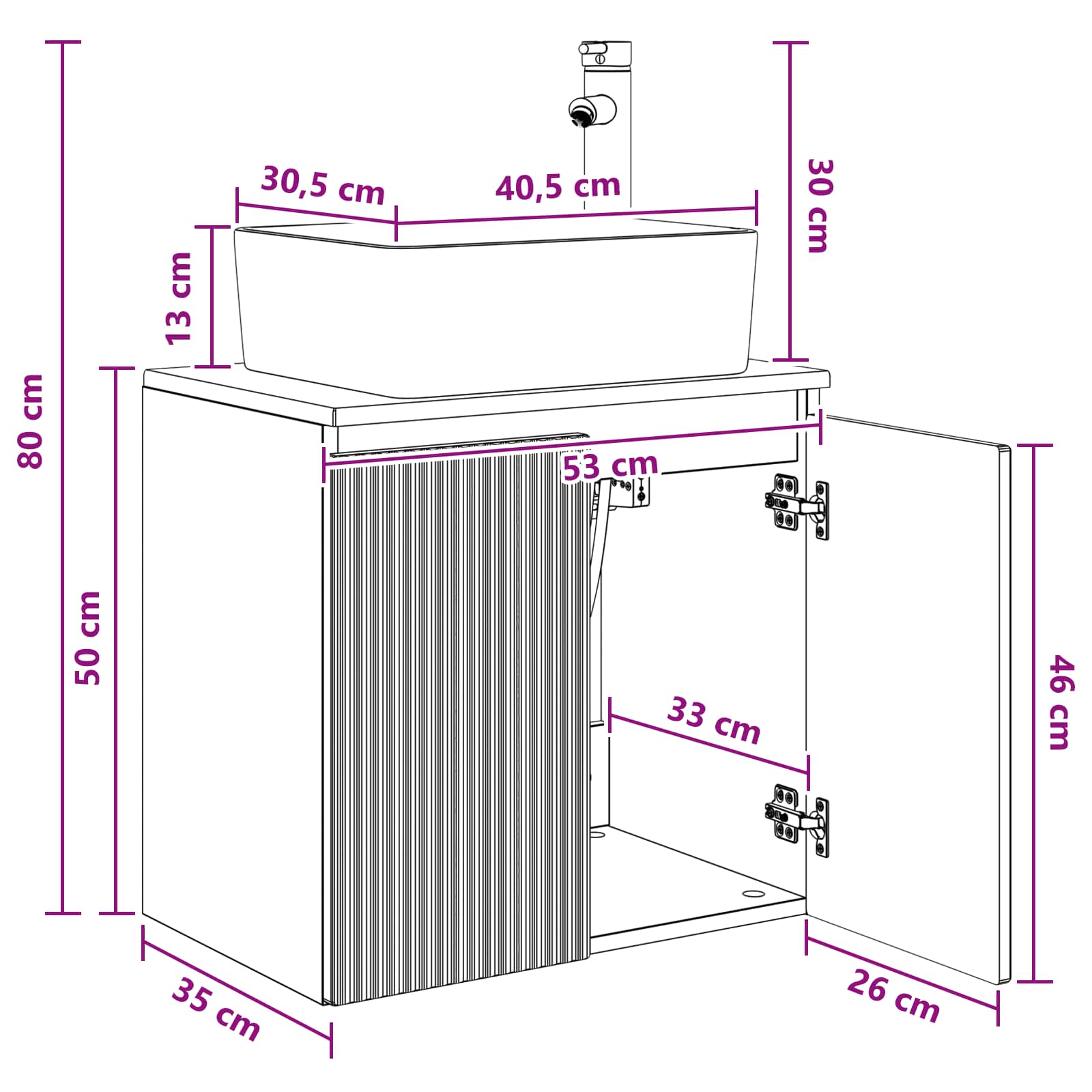 Mobile Lavabo da Parete Rovere Sonoma 53 x 35 x 63 cm | homemem39