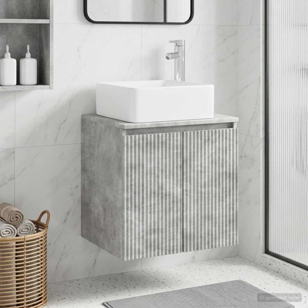 Mobile Lavabo da Parete Grigio Cemento 53 x 35 x 63 cm | homemem39